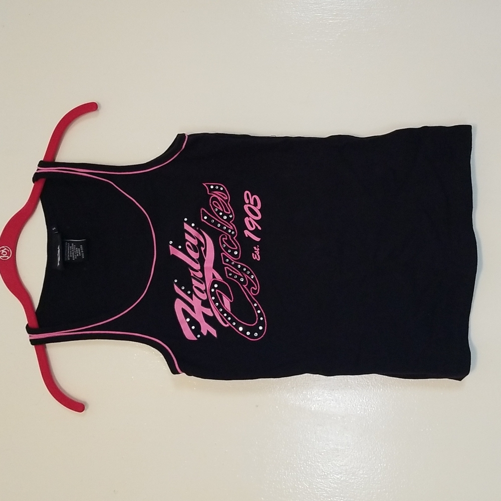 Harley Davidson black and pink women's sparkle tank